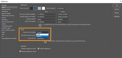 cambiar idioma de photoshop.